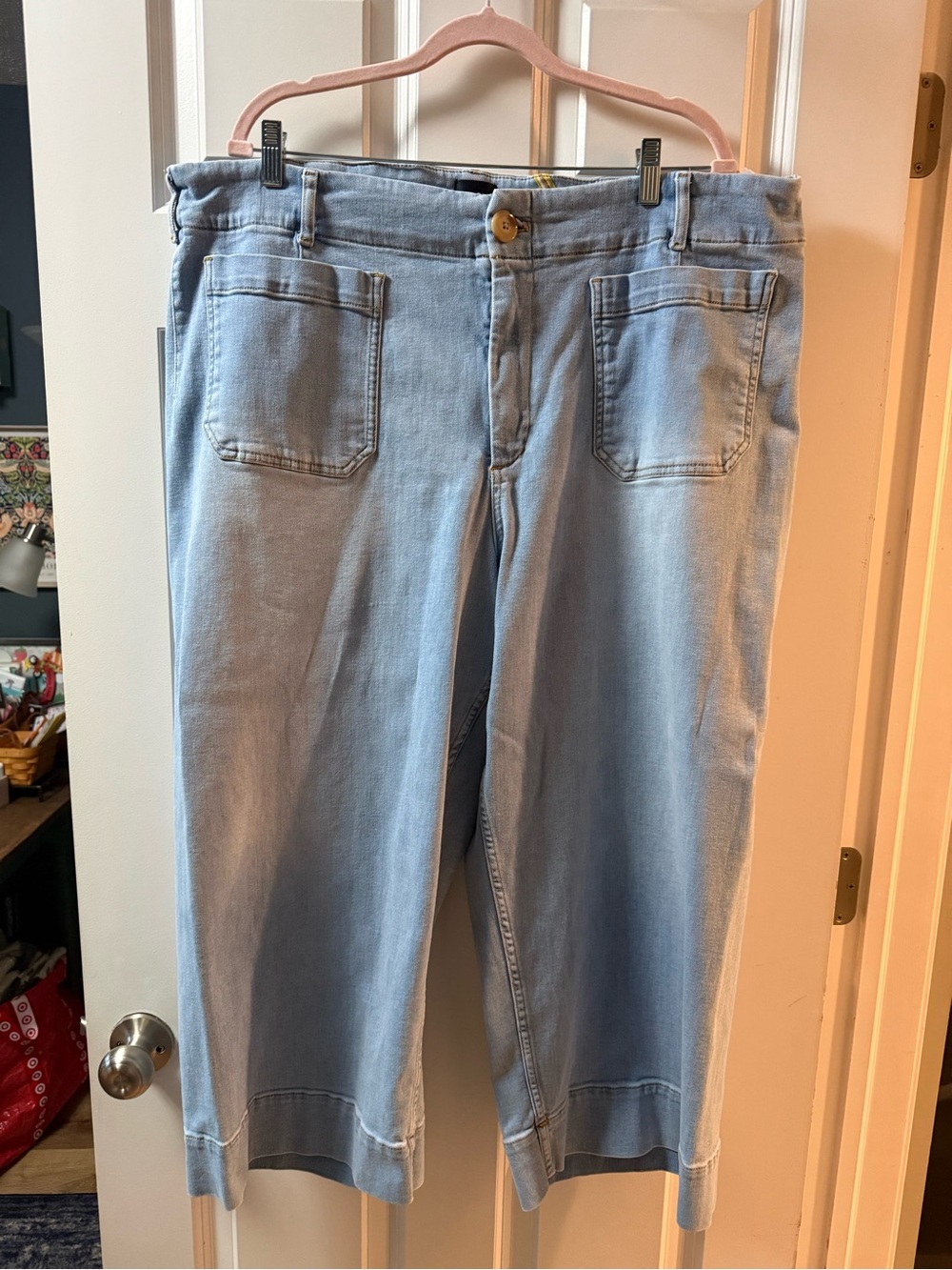 Maeve Light Blue Colette Capris with Patch Pockets
